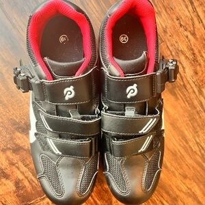 Peloton Cycling Shoes Black and Red